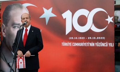 Cumhurbaşkanı Ersin Tatar, Türkiye Cumhuriyeti’nin kuruluşunun 100’ncü yıl nedeniyle düzenlenen kortej yürüyüşünde konuştu